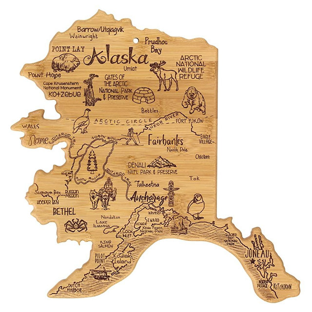 Totally Bamboo Alaska State Destination Bamboo Serving and Cutting Board