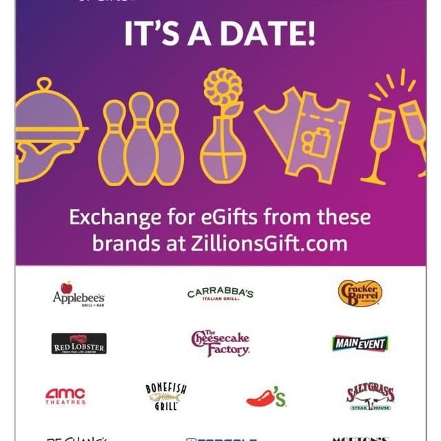 Zift Zillions It's a Date Dining Gift Card