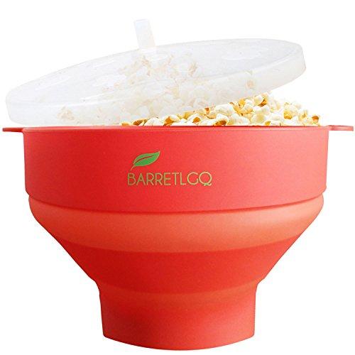 Silicone Microwave Popcorn Popper with Lid for Home Hot Air Microwave Popcorn Makers with Handles Collapsible Popcorn Bowl