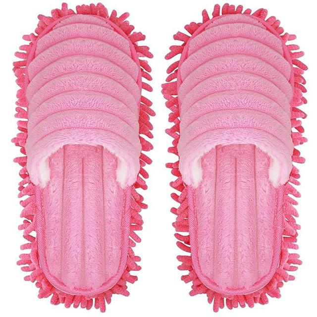 Microfiber Slippers Floor Cleaning Mop Men and Women House Dusting Slippers Floor Dust Dirt Cleaning Slipper (Pink, Women 7-10/Men5-8)