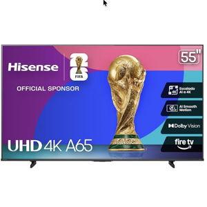 Hisense Television A65N (Modelo 2025) Pantalla 55 Pulgadas, Smart Fire TV UHD 4K,Control Remoto por Voz con Alexa, Dolby Vision, Amplia Gama de Colores, Modo de Juego Plus, ALLM