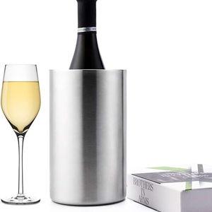 Jolitac Wine Chiller Bucket, Stainless Steel Double Wall Wine Cooler Bucket, Keeps Cold for Hours Wine Bottle Cooler Chiller Insulated Champagne Beer Ice Bucket (1 PC)