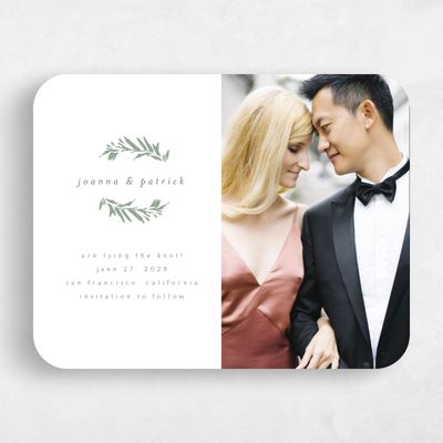 White Rounded Wedding Save the Date - Callahan Landscape