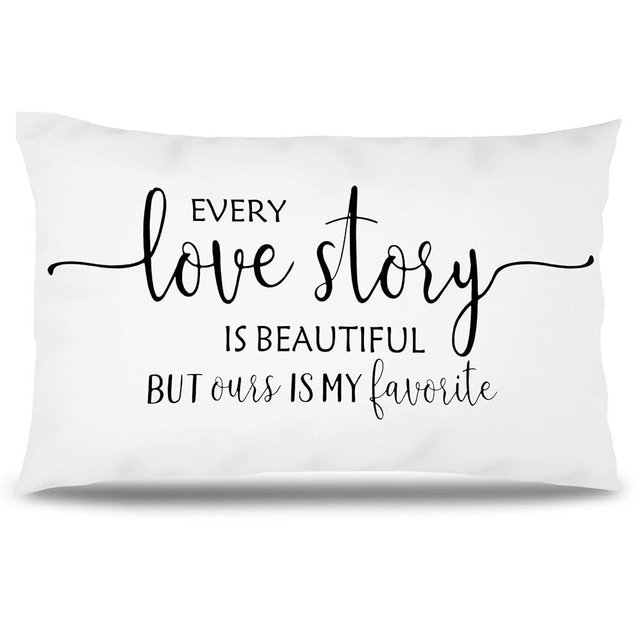 Likjad Bed Throw Pillow covers12x20, Every Love Story is Beautiful But Ours is My Favorite,Love Pillow Cover,Wedding Gifts Anniversary for Couples,Decorative Pillows Cover for Bed dedroom