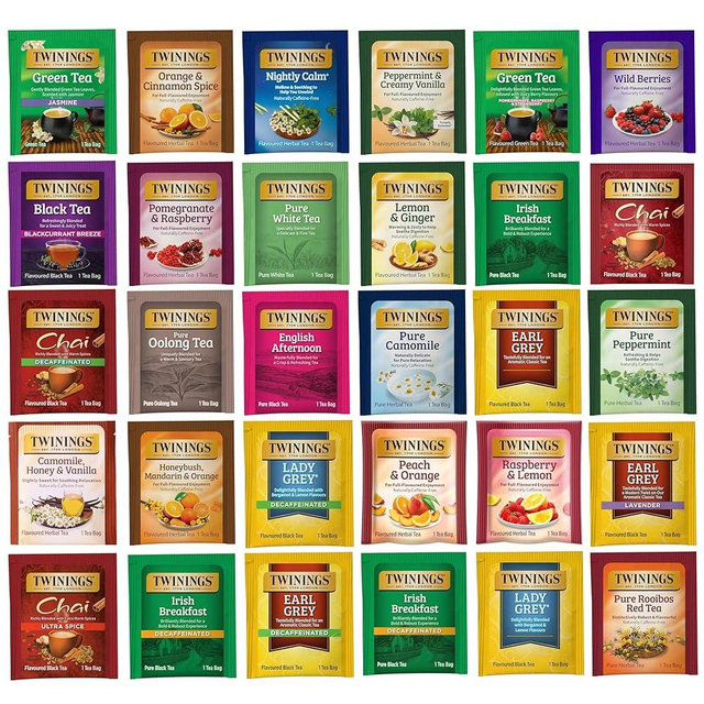 Twinings Tea Bags Sampler Assortment Variety Pack (60 Count) 30 Different Flavors for Tea Lovers: Her, Him, Women, Men, Couples, Family, Friends, Coworkers