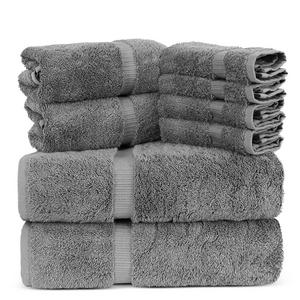 Towel Bazaar Luxury Hotel and Spa Quality 100% Premium Turkish Cotton 8 Pieces Eco-Friendly Kitchen and Bathroom Towel Set (2 x Bath Towels, 2 x Hand Towels, 4 x Wash Cloths, Gray)