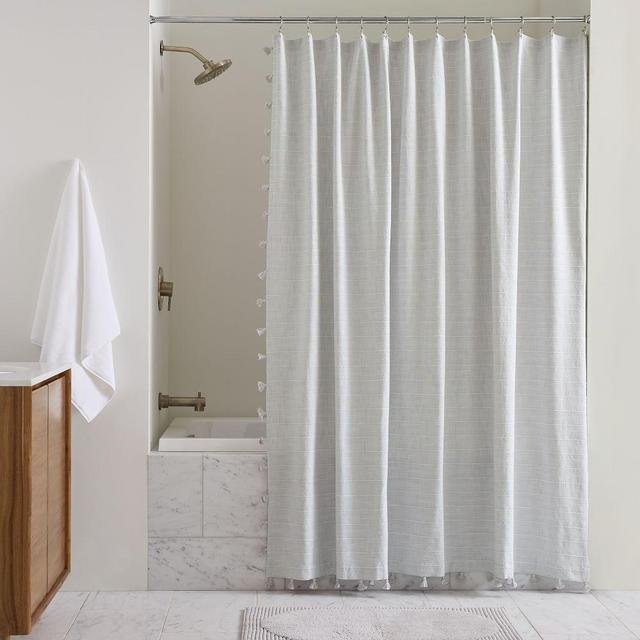Organic Stripe Jacquard Shower Curtain, Frost Gray, 72"x74"