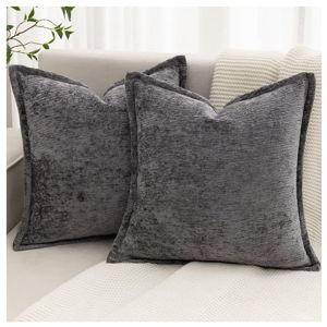 Grey Throw Pillow Covers 20x20 Inch Set of 2