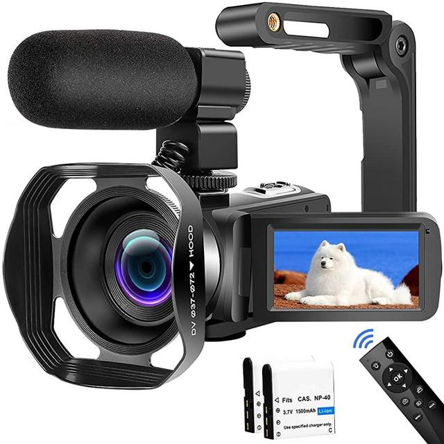 4K HD Video Camera 48MP 60FPS WiFi Vlogging Camera 18X Digital Camera IR Night Vision Camcorder Video Camera for YouTube with Handheld Stabilizer, Microphone and Remote Control
