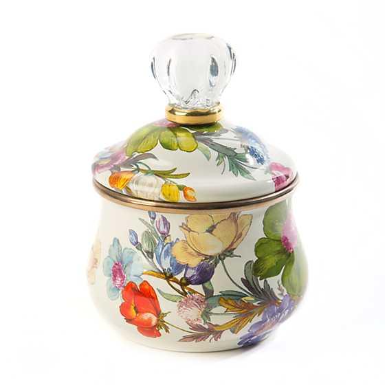 MACKENZIE-CHILDS White Flower Market Lidded Sugar Bowl