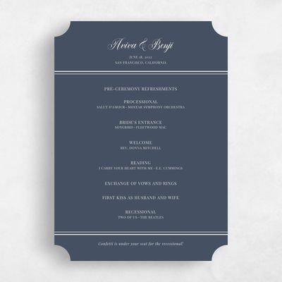 Blue Ticket Wedding Program - Stauffer