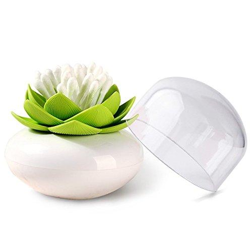 MelonBoat Lotus Cotton Swab Holder, Small Q-Tips Toothpicks Storage Organizer, Green