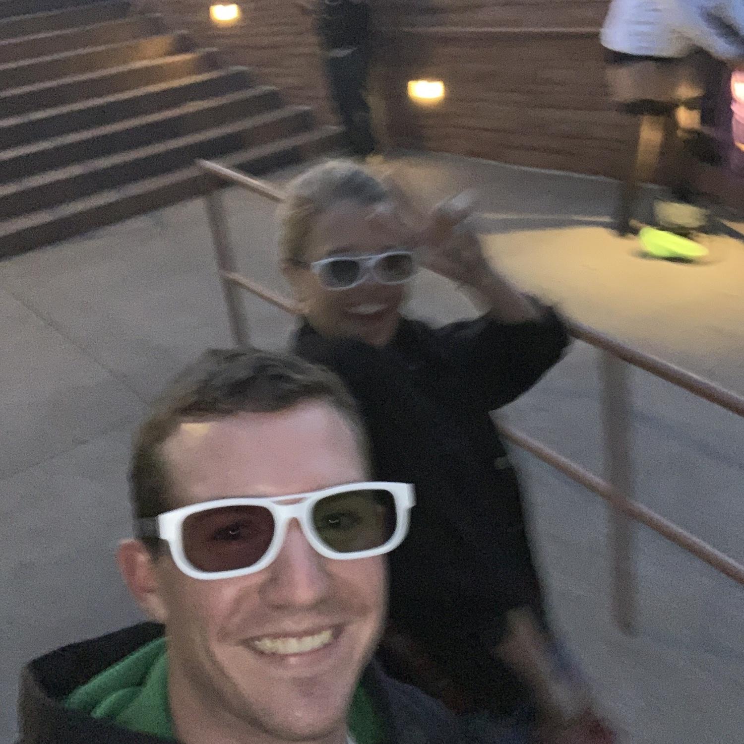 Our first photo together! A blurry but iconic night at Red Rocks - seeing Big Gigantic with some of our best friends