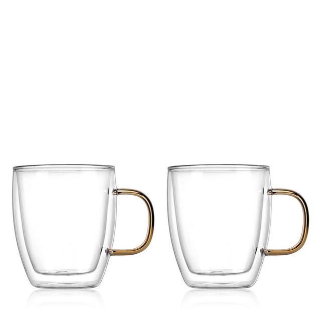Godinger Double Walled Gold Coffee Mug, Set of 2