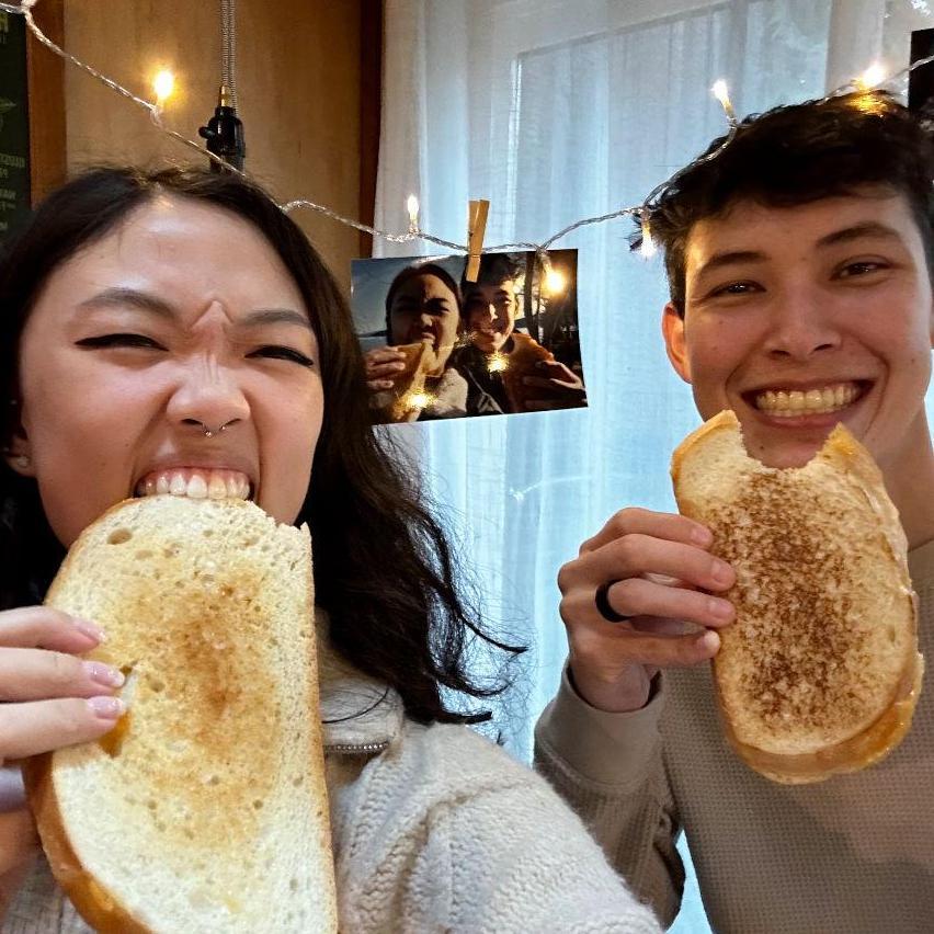 Newly engaged, recreating a picture from year 1