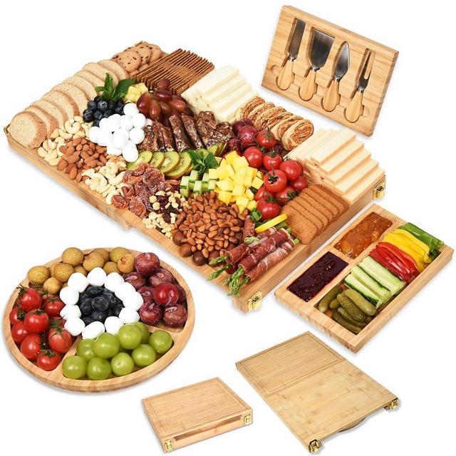 Diagsh Charcuterie Boards Extra Large Hand-made Bamboo Cheese Boards Set With Knife For Wine Night/Parties/Holiday Gift & Housewarming Gifts New Home.