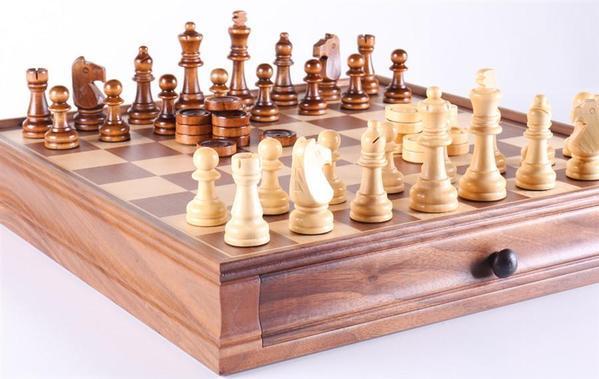 15" Wooden Chess/Checker Set Free Shipping