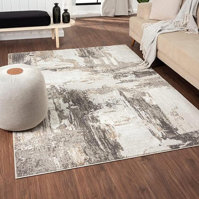 LUXE WEAVERS Camellia Collection 1660 Beige 9x12 Distressed Abstract Area Rug