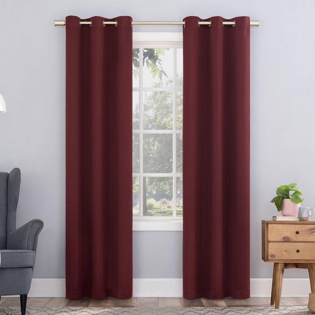 63"x40" Kenneth Energy Saving Blackout Grommet Top Curtain Panel Wine Red - Sun Zero
