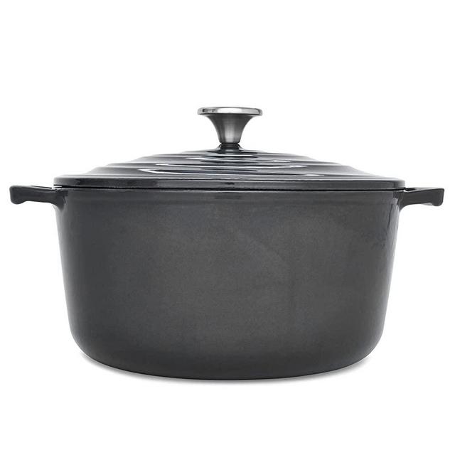 T-fal Enameled Cast Iron Round Dutch Oven with Lid, 6 quart, Grey