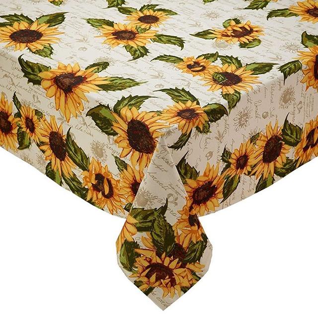 DII Design Imports Rustic Sunflower Table Linens - Fall - Autumn - Thanksgiving (60x84 inch Tablecloth)