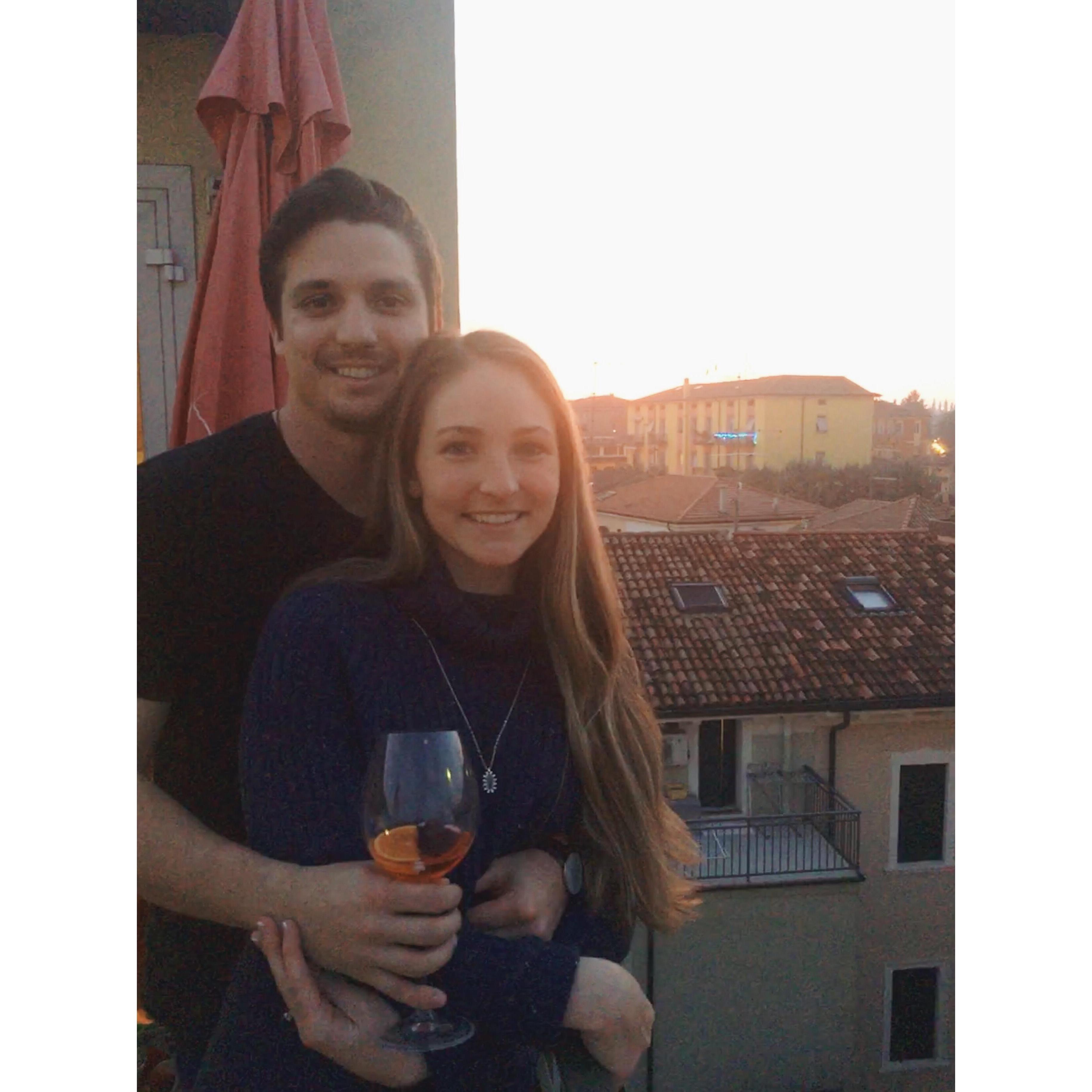 Giovanna, Fede's mom, captured this photograph of us on their patio right after we got home