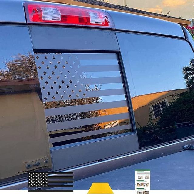 Xinghe for Dodge Ram 2009 to 2024, American Flag Decals Stickers for Truck Back Middle Window, Matte Black USA Flag Decal