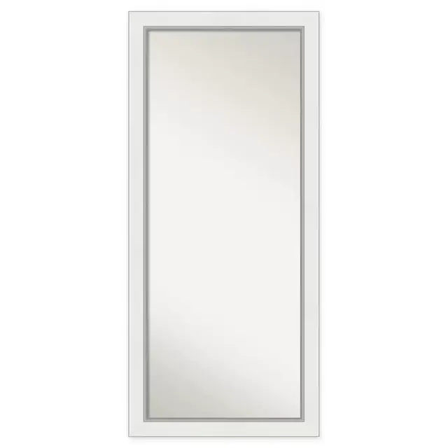 Amanti Art Eva 29-Inch x 65-Inch Framed Full Length Floor/Leaner Mirror in White/Silver