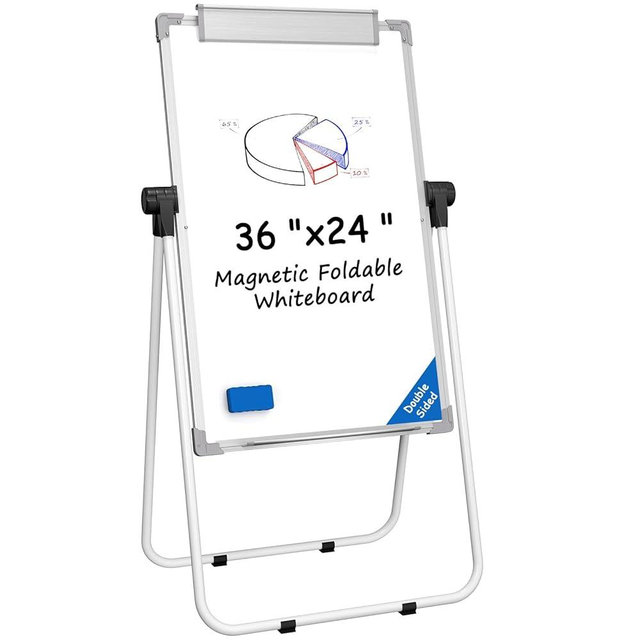 MaxGear Easel Whiteboard 36" x 24" Magnetic Portable Dry Erase Board, Foldable Double-Sided White Board with Stand Height Adjustable for Flip Chart Home Office School
