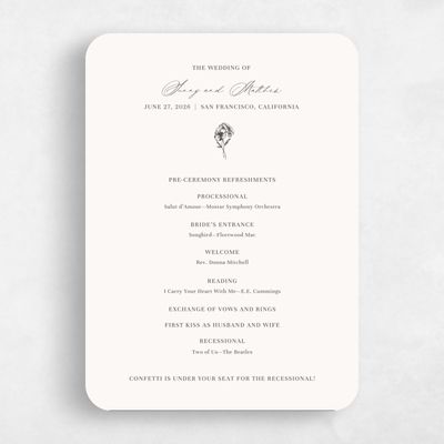 Beige Rounded Wedding Program - Lyra