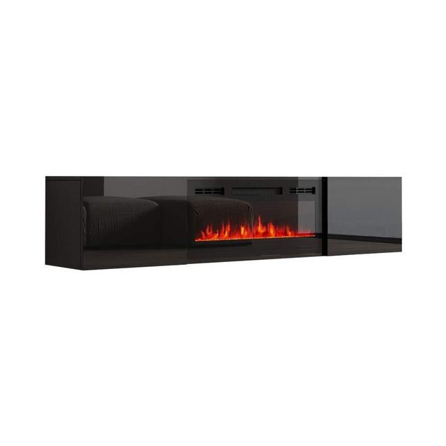 Meble Furniture Cali EF Wall Mounted Electric Fireplace Modern 72" TV Stand - Black