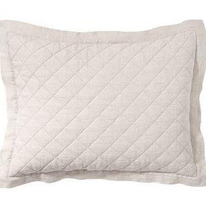 Belgian Flax Linen Diamond Quilted Sham, Standard, Natural