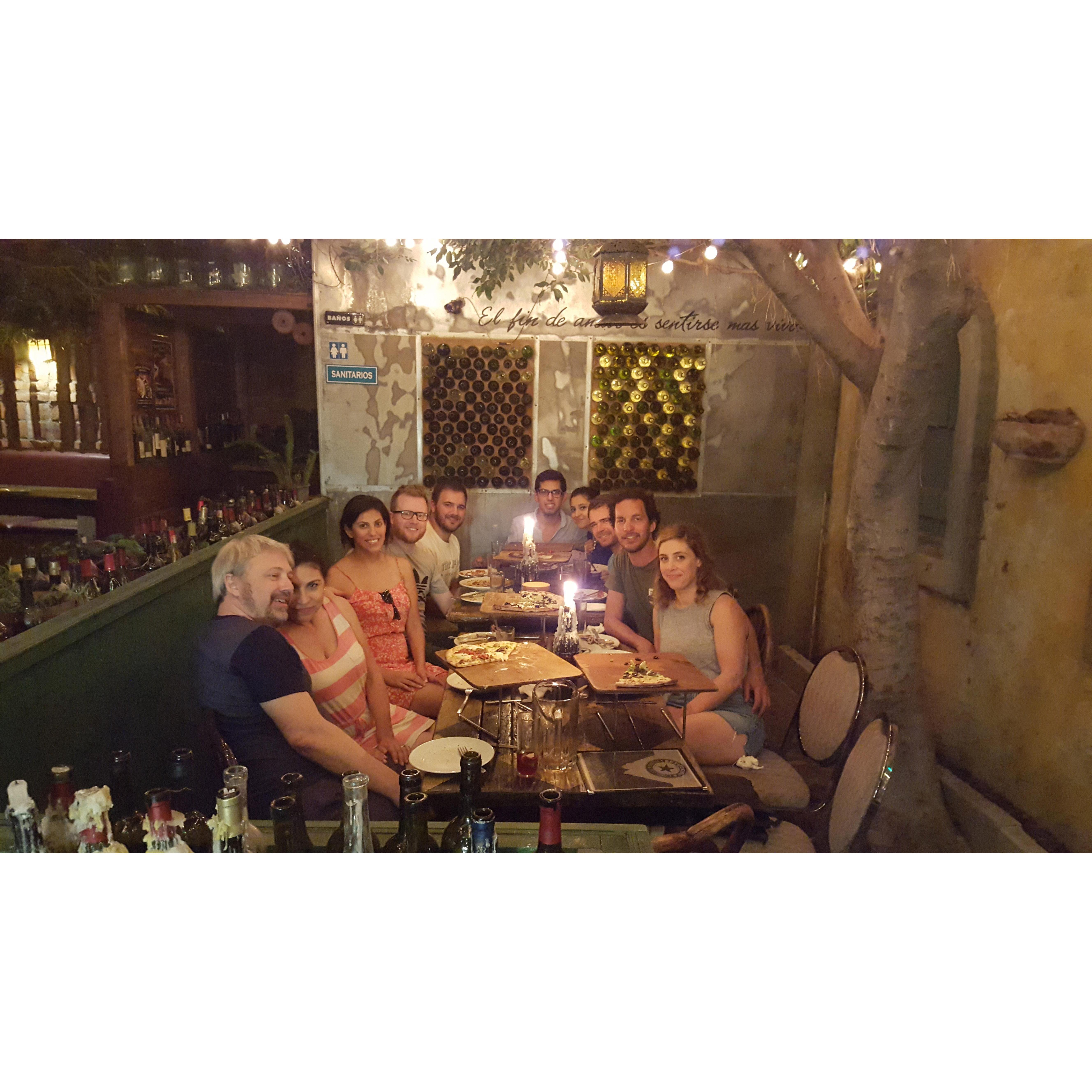 A week after meeting, we decided to drive to Mexico. Here are our fellow airbnbers whom we followed to dinner. Shortly after Eric's (gray haired man) foot got run over by one of their cars.