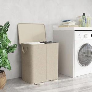 Lifewit Double Laundry Hamper with Lid and Removable Laundry Bags - 155L Beige