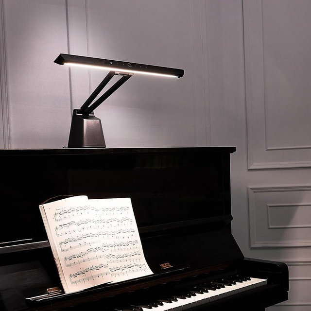 AETEE Professional LED Piano Light for Upright Piano-Piano Lamps with Ambient Light,Favorite Mode,Eye-Care, 5 Levels Color Temperatures,5 Levels Dimming, Steady Base, Black(Money Saving Version)