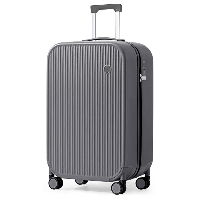 mixi 24 Inch Checked Luggage PC Hardshell Suitcases with Wheels for Travel Woman Men, Rock Gray