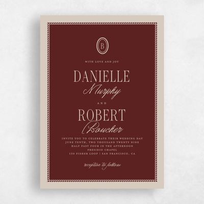Maroon, Red Wedding Invitation - Encanto Classic