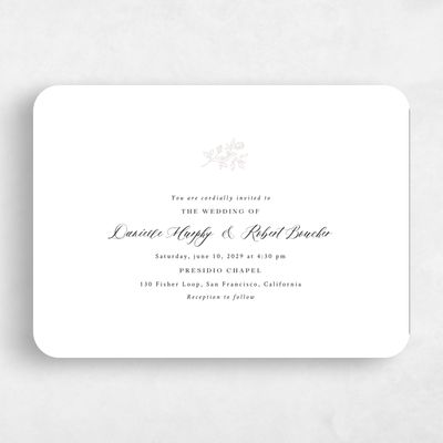 White Rounded Wedding Invitation - Lisette Landscape