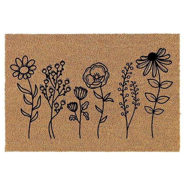 Welcome Doormat Natural Coco Coir Door Mat Wildflowers Wild Flowers (24" x 16")