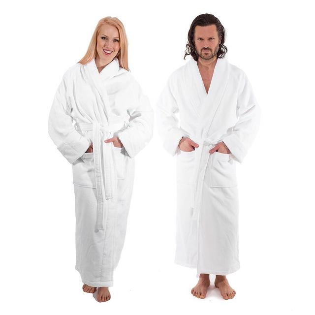 Classic Turkish Towels - Unisex Luxury Plush Velour Premium Cotton Bathrobe - Ultra Soft And Absorbent Long Robe