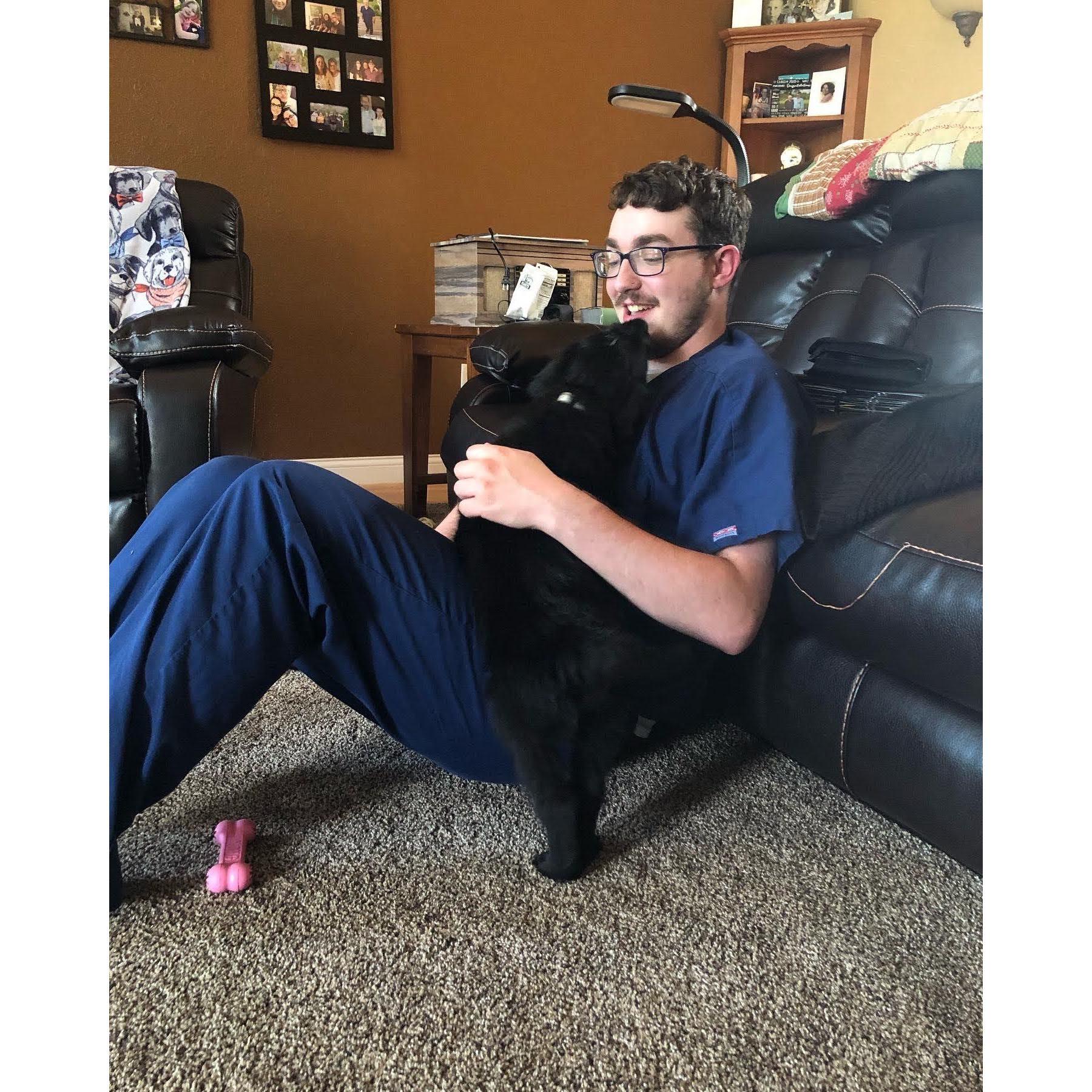 Aaron playing with little Stark in October of 2022