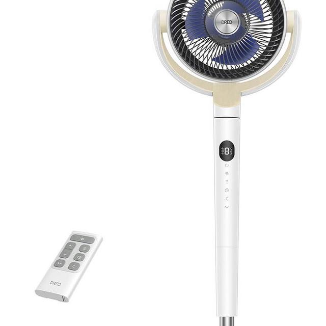 Dreo Standing Fan For Bedroom, 120°+120°Omni-directional Oscillating Fan, 80 ft Circulator With Remote, DC Motor Quiet Pedestal Room Fans, 8 Speeds, 3 Modes,8H Timer, PolyFan 502 White