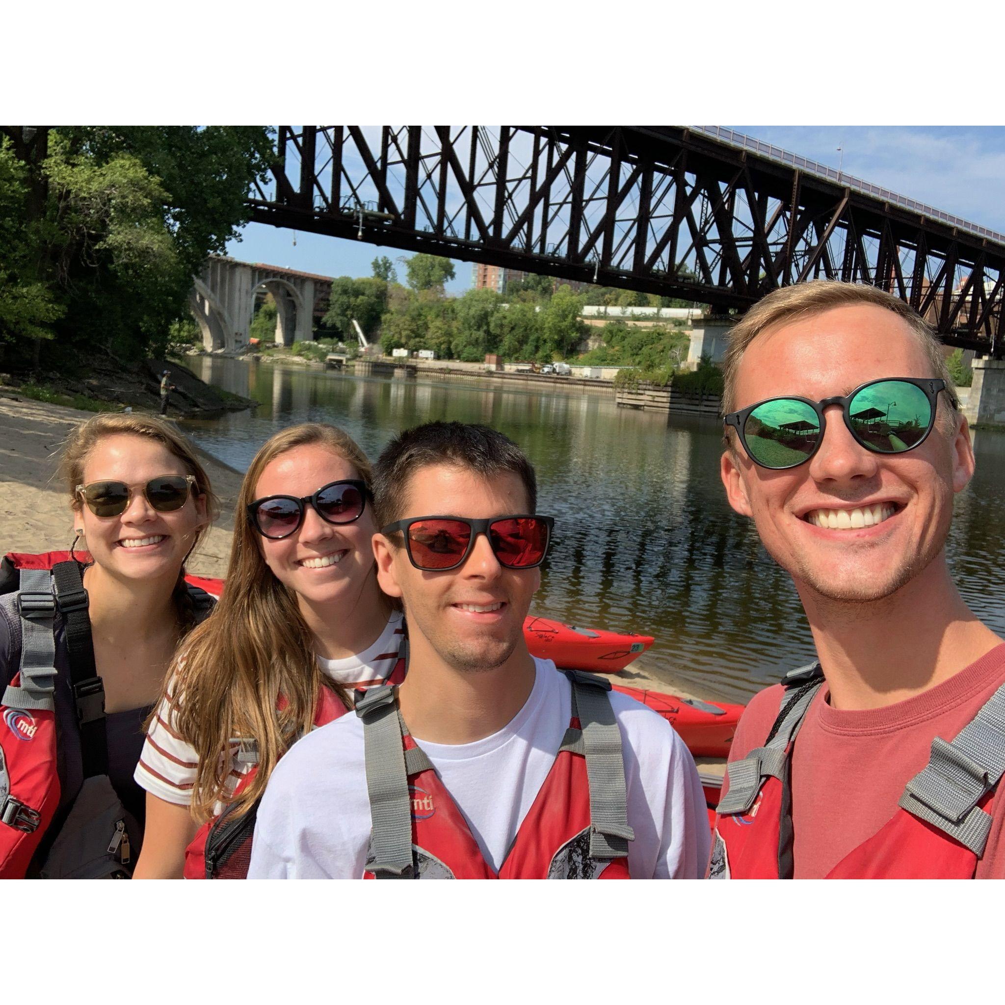 Kayaking on the Mississippi with Annie's siblings, Katie & Willie - 2021