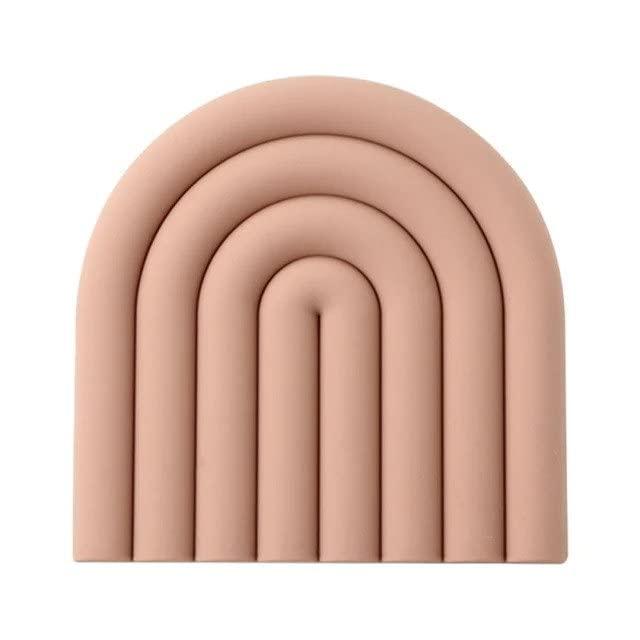monomono Aesthetic & Colorful Silicone Trivets for Hot Pots and Pans, Pot Holders, Modern Heat Resistant Mats for Countertop, Hot Pads, Multi-Purpose Trivet Mat, Spoon Rest, Set of 2 (Muted Pink)