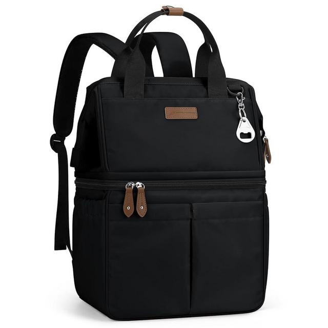 Maelstrom Cooler Backpack, 36 Cans Insulated Backpack Cooler, Soft Leakproof Double Deck Cooler Bag, Lightweight Lunch Backpack for Men & Women,Perfect for Beach Travel, Camping & Work-Black
