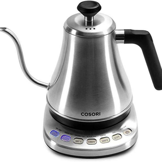 COSORI Electric Gooseneck Kettle with 5 Variable Presets, Pour Over Coffee Kettle & Tea Kettle, 100% Stainless Steel Inner Lid & Bottom, 1200 Watt Quick Heating, 0.8L, Silver