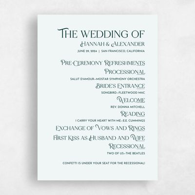 Mist, Blue Wedding Program - Ginami