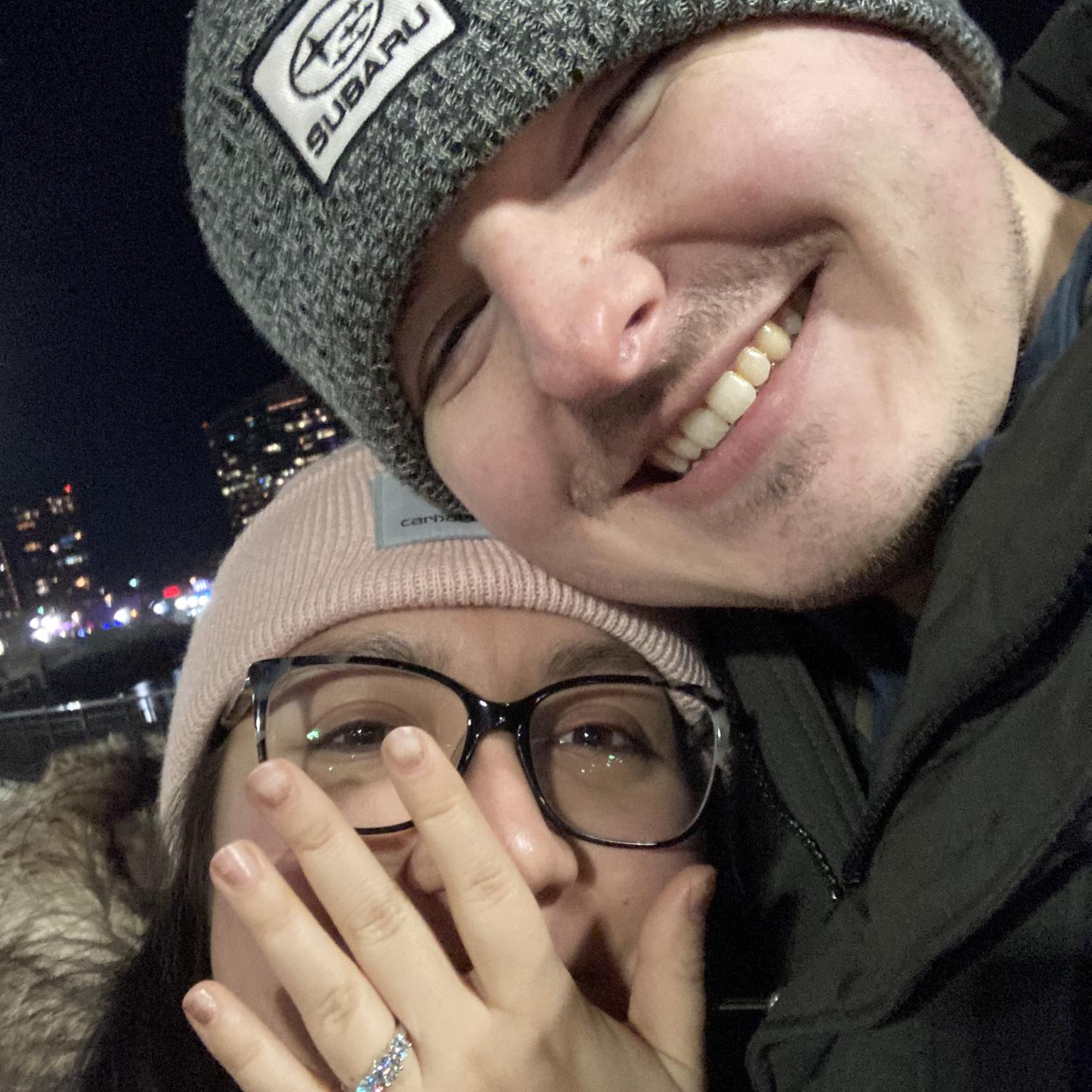 This is Matt and Alyssa after the proposal (and lots of happy tears)