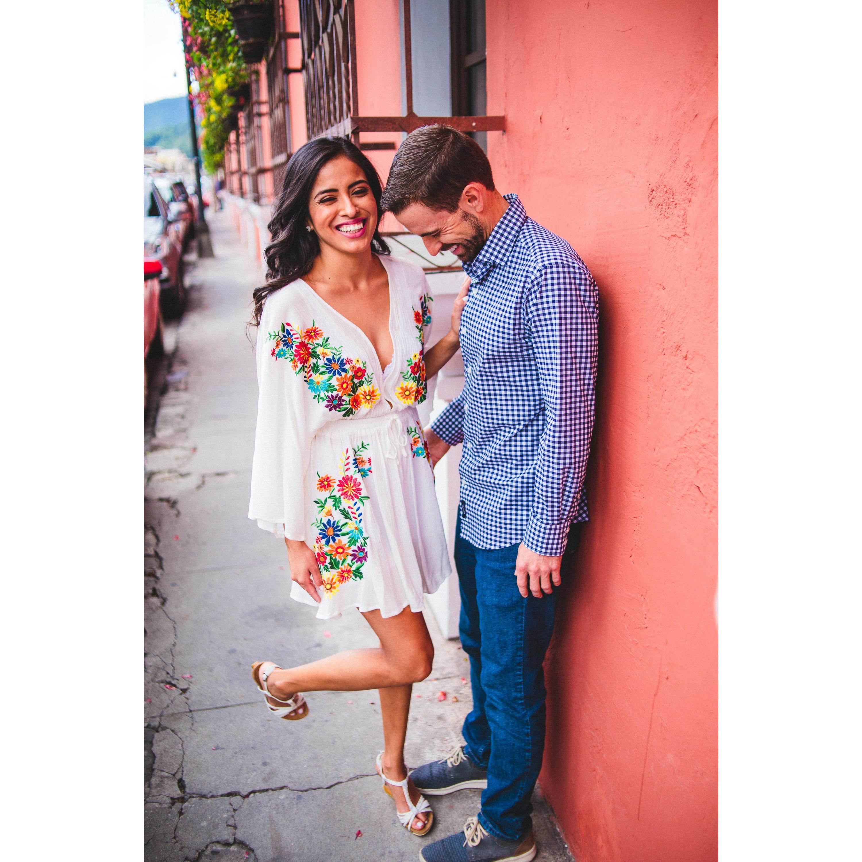 Having a little fun in our engagement photo shoot!