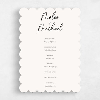 White Scalloped Wedding Program - Santorini